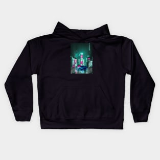 Car Tokyo City Neon Synthwave Kids Hoodie